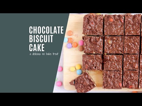 A no-bake chocolate biscuit cake