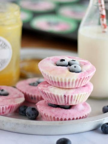 Frozen Blueberry Yogurt Bites in a tray