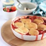 Strawberry Cobbler in a large serving dish