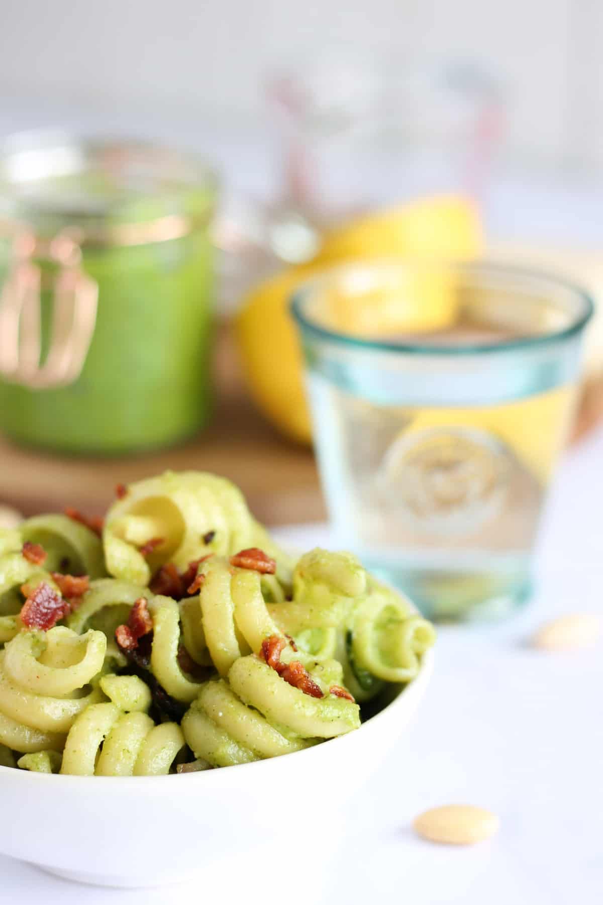 A close-up image of pasta