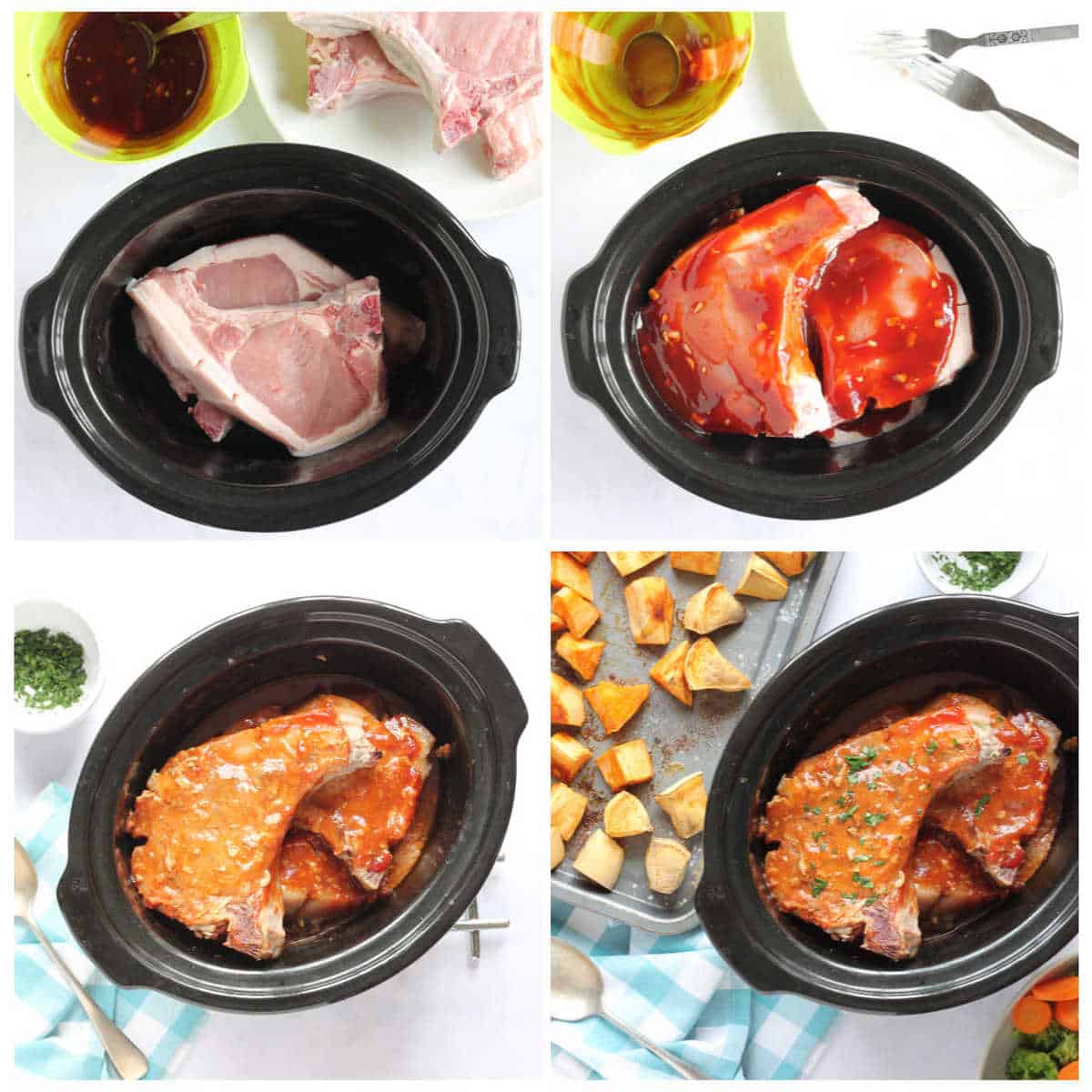 Step-by-step slow cooker pork chops photo instructions.