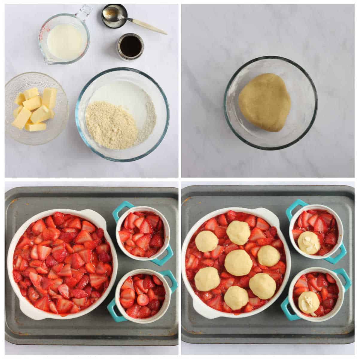 Cobbler topping step by step photos for strawberry cobbler recipe.