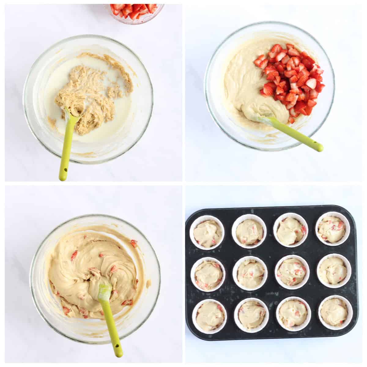 Step by step how to make strawberry muffins (steps 5-8)