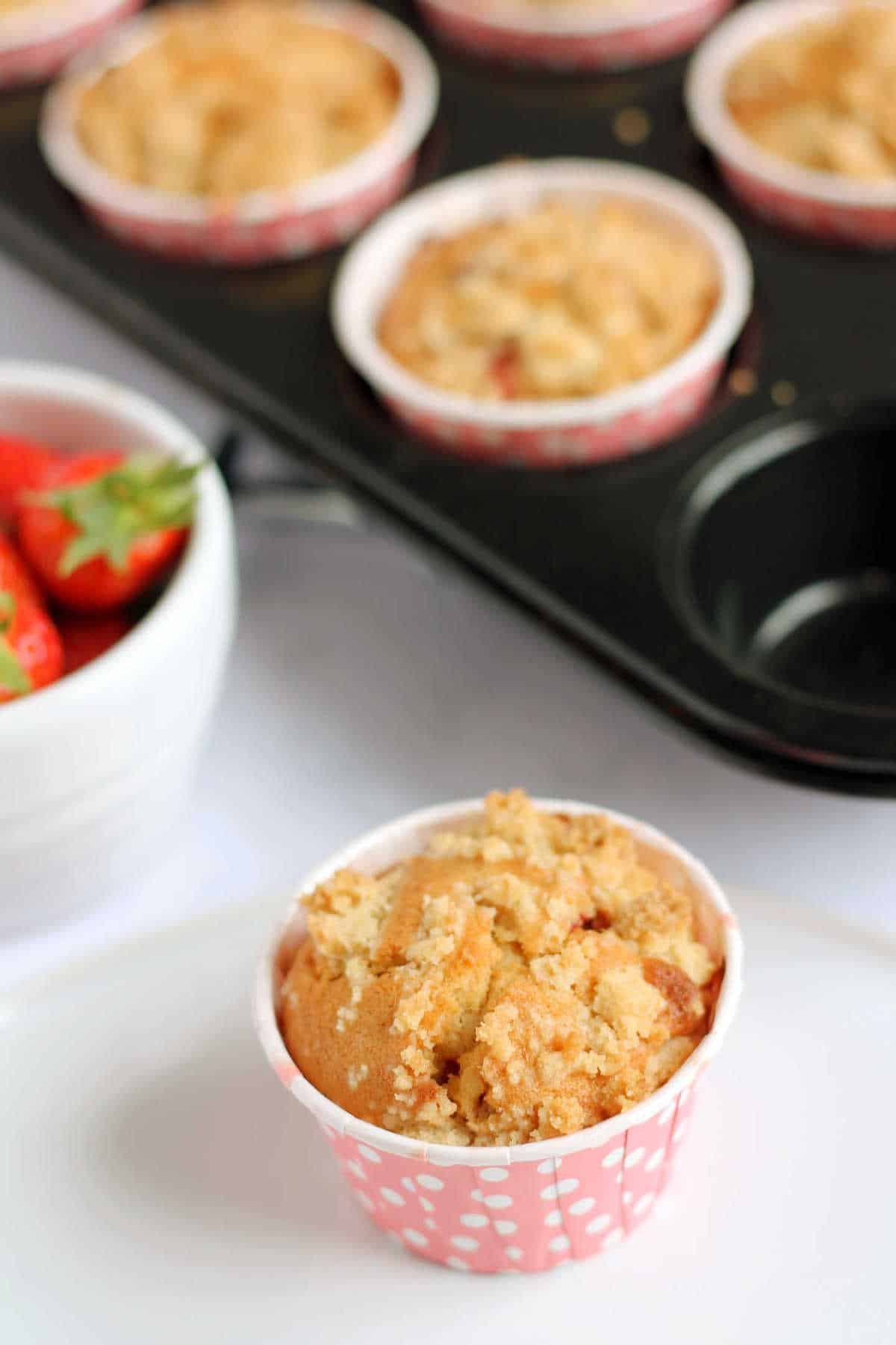 Close up of a strawberry muffin