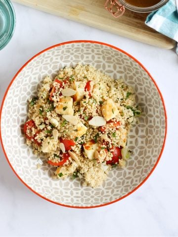 Halloumi Couscous Salad in a serving bowl