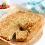 Vegan flapjacks cut into squares