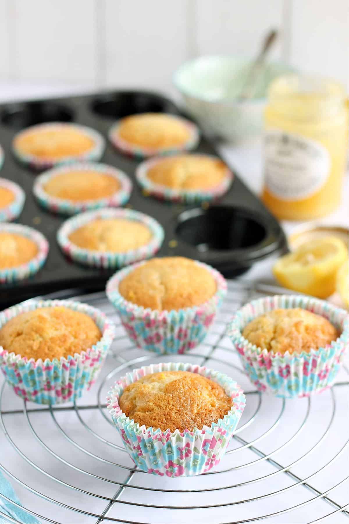 Muffins on cooling rack.