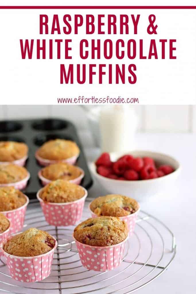 Raspberry White Chocolate Muffins pin image