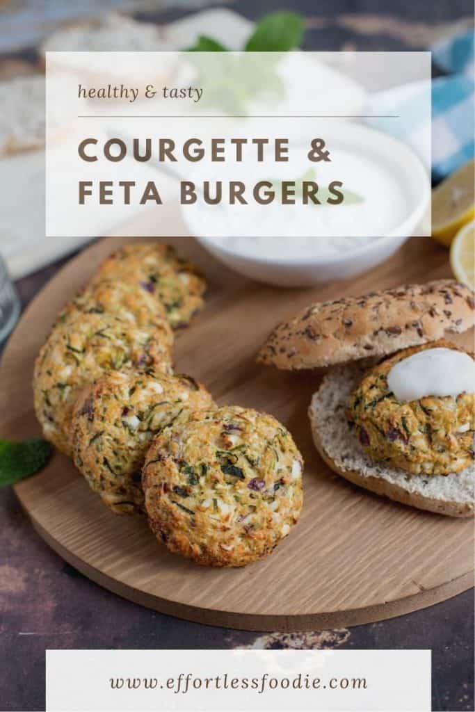 courgette and feta burgers pin image with text overlay