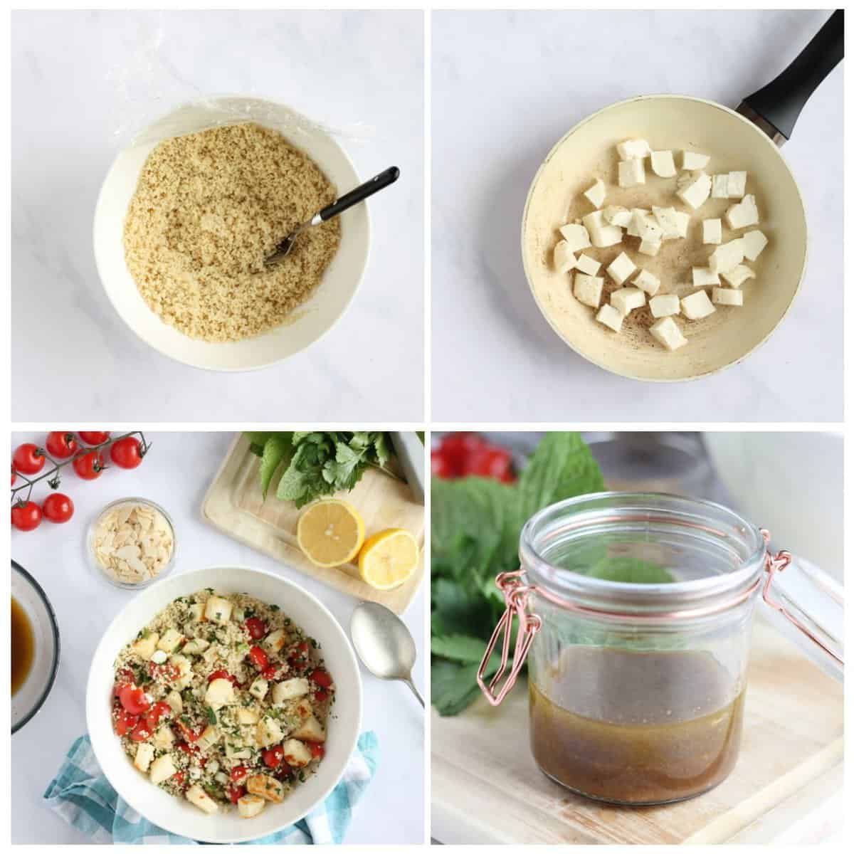 Step by step photo instructions for making halloumi couscous part 2