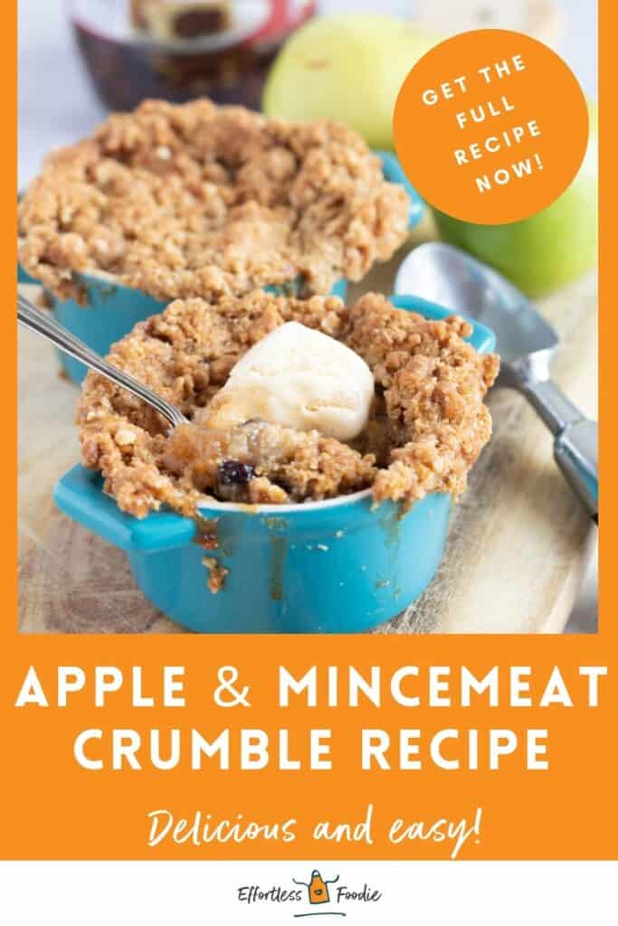 Apple and mincemeat crumble pin image.