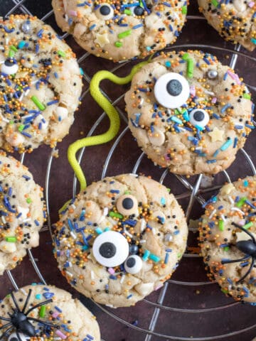Halloween cookies with edible eyes.