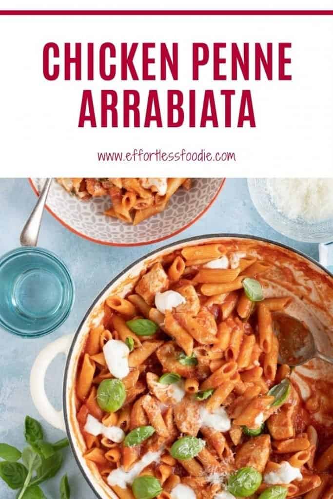 Chicken penne arrabbiata pinterest pin.