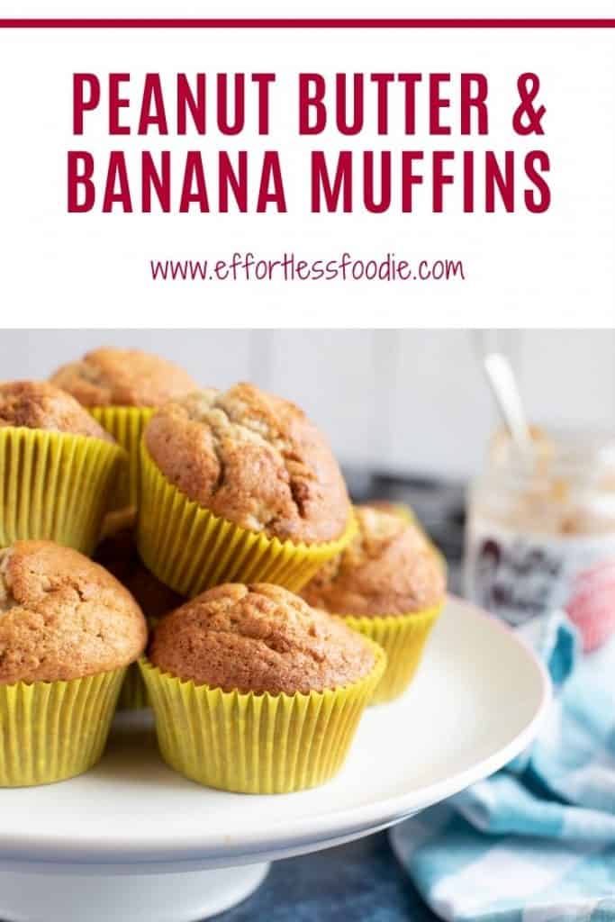 Peanut Butter and Banana Muffins Pin with text overlay.