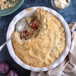 Plum and apple crumble is a pie dish.