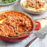 pork bolognese in a casserole