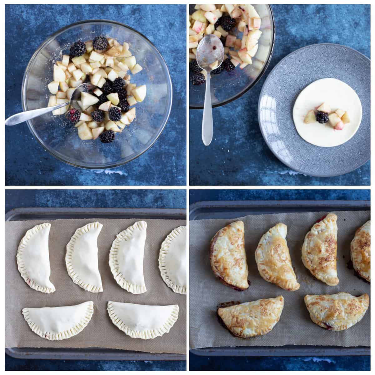 Step by step photo instructions for making the turnovers.