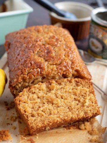 Golden Syrup Cake cut into slices.