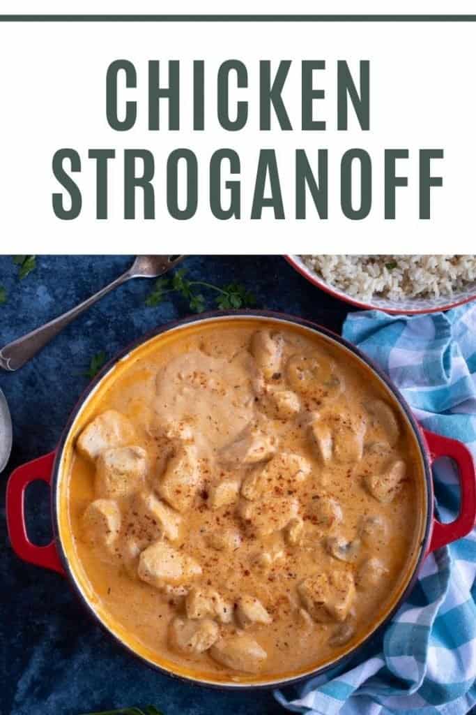 Chicken and Mushroom Stroganoff Pinterest Pin.