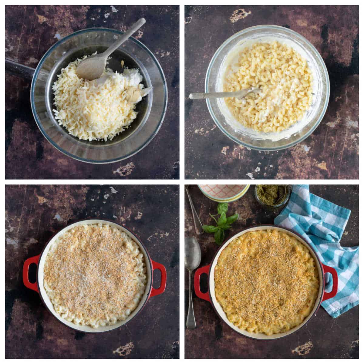 Step by step photo instructions for making easy cheesy pasta.