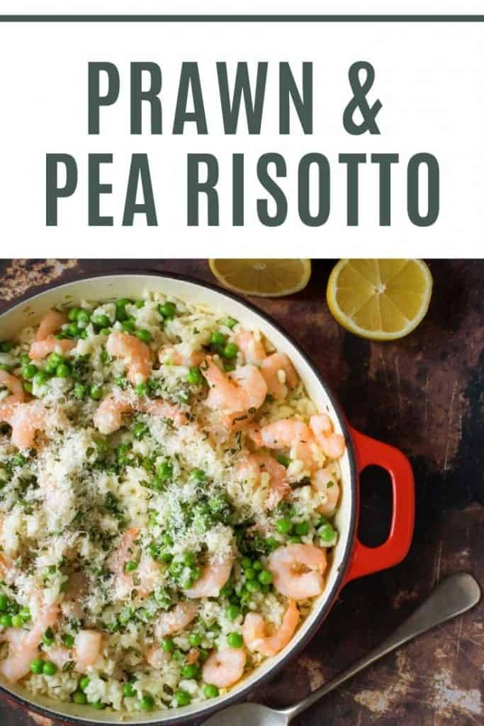 Oven-Baked Prawn and Pea Risotto Pinterest Pin.