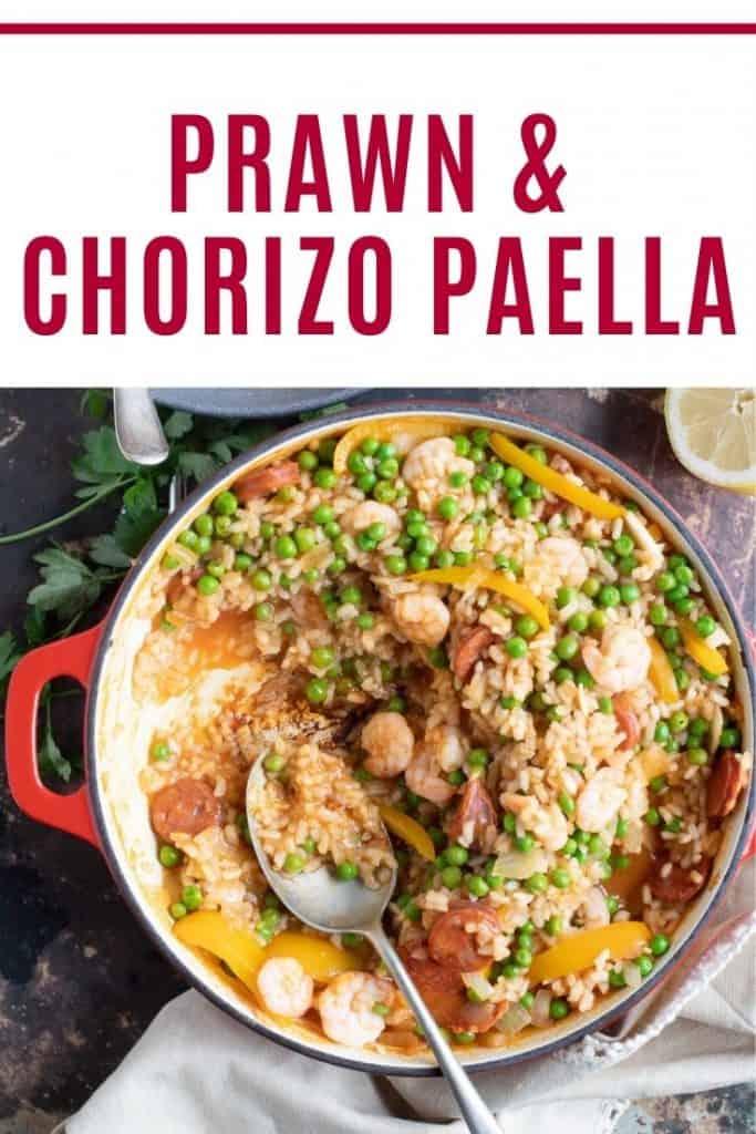 Prawn and Chorizo Paella Pin image.