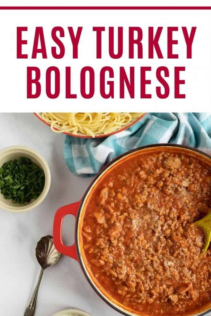 turkey bolognese in a pan.