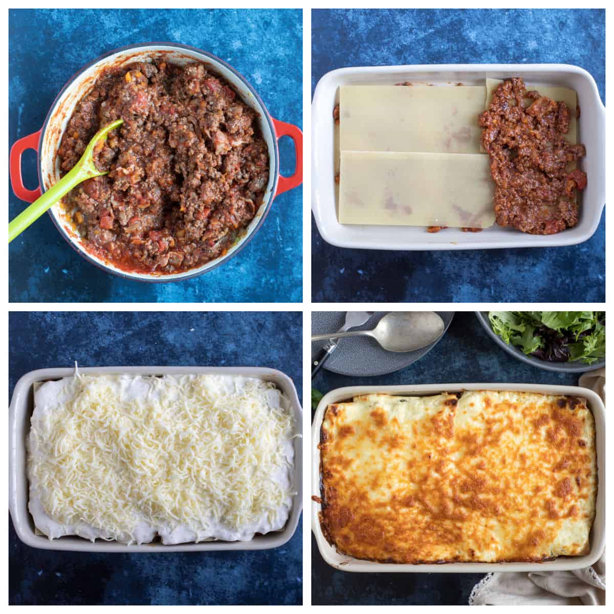 Step by step photo instructions for making cheat's lasagne.