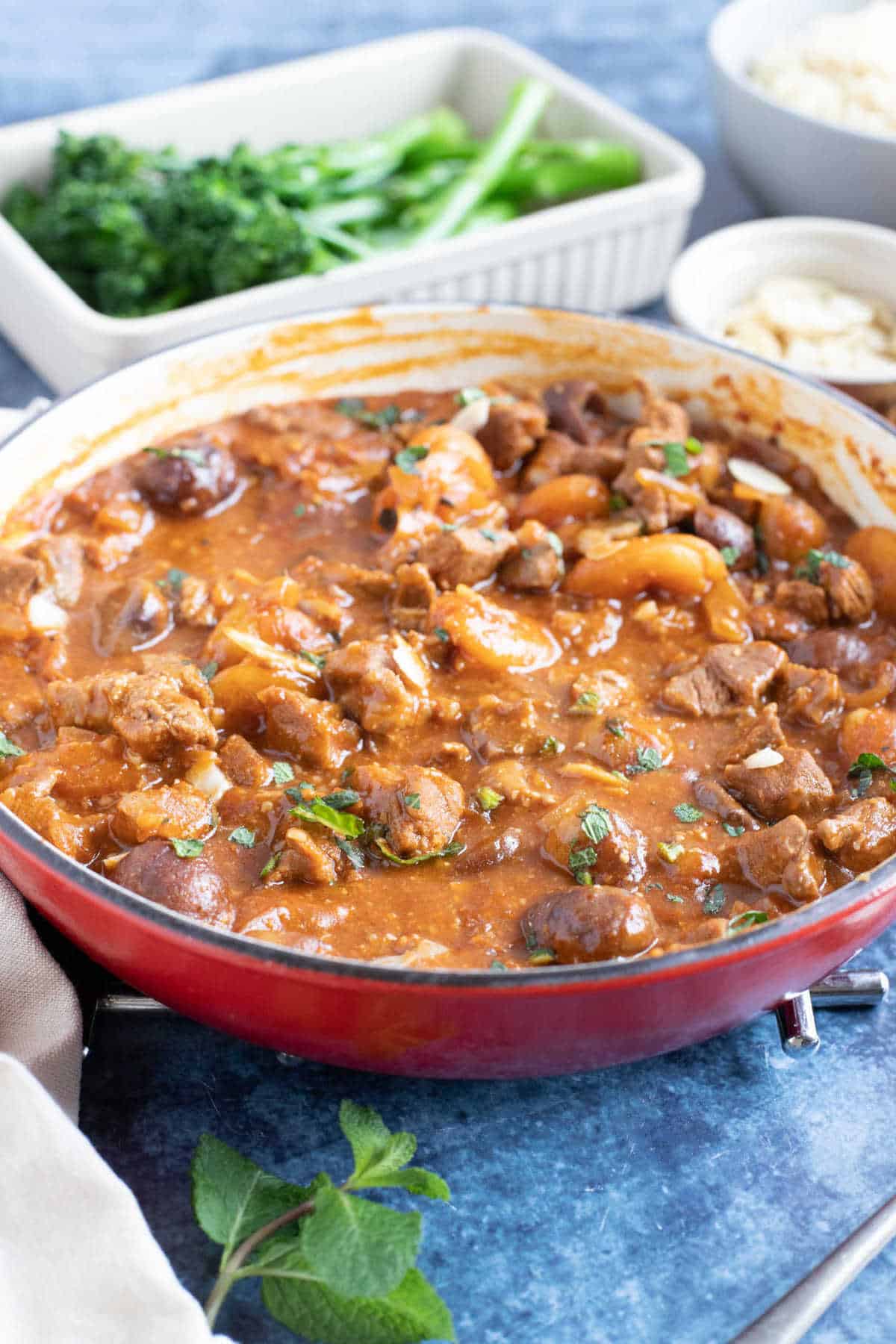 Lamb tagine with apricots.