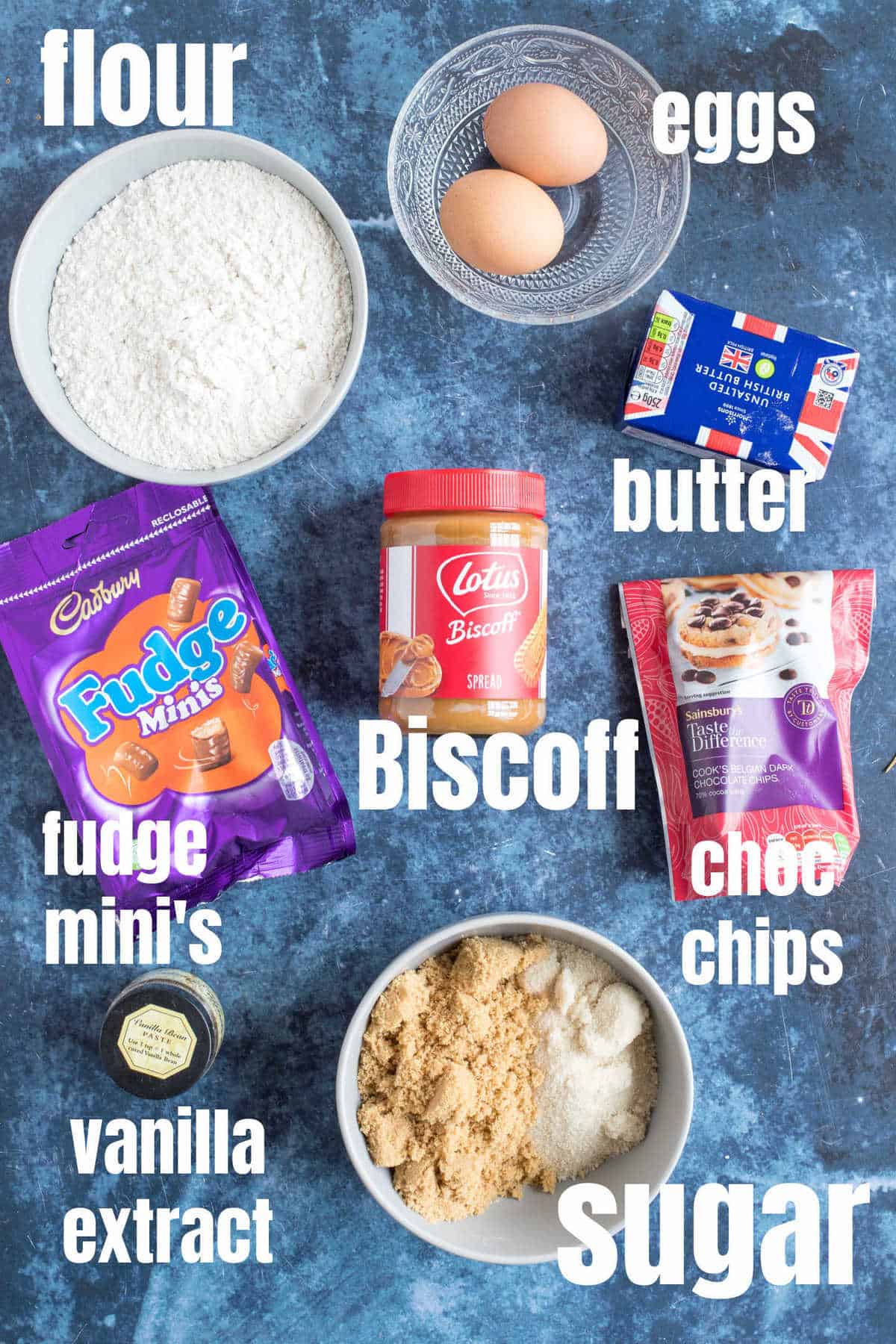 Ingredients needed for Biscoff Blondies.