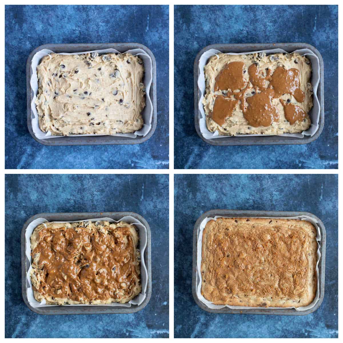 Step by step photo instructions for making Biscoff blondies part 2.