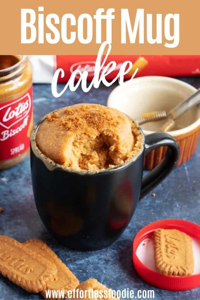 Biscoff mug cake pin image with text overlay.