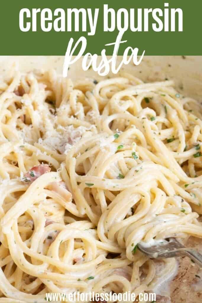 Boursin pasta pinterest pin image.