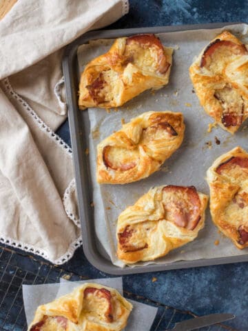 Cheese and bacon turnovers.