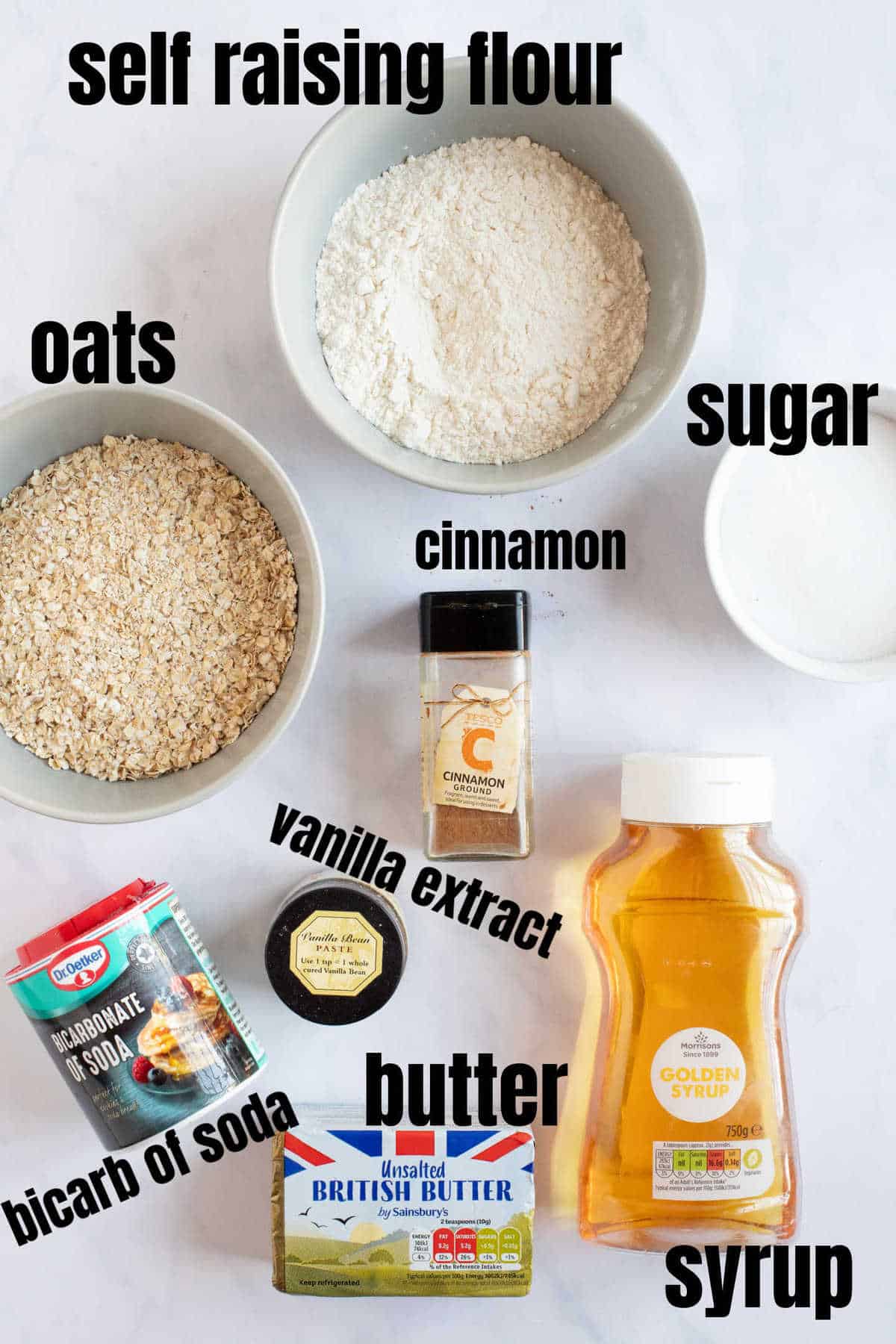 Ingredients for cinnamon cookies.