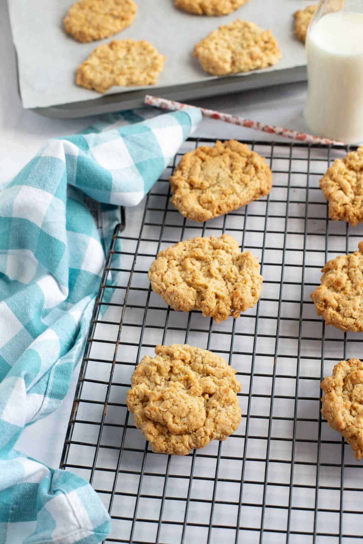 Cinnamon Oat Cookies on a wire rack.