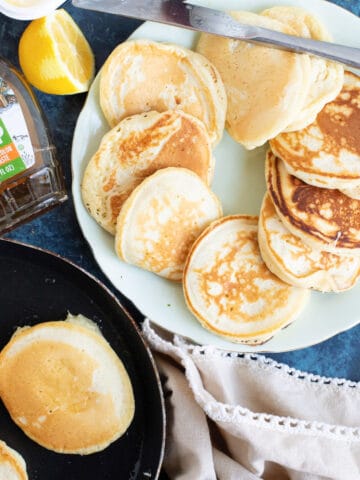 A plate of drop scones (scotch pancakes).