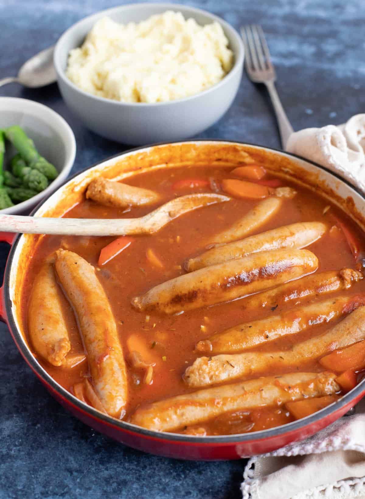 Easy sausage casserole with mashed potato.