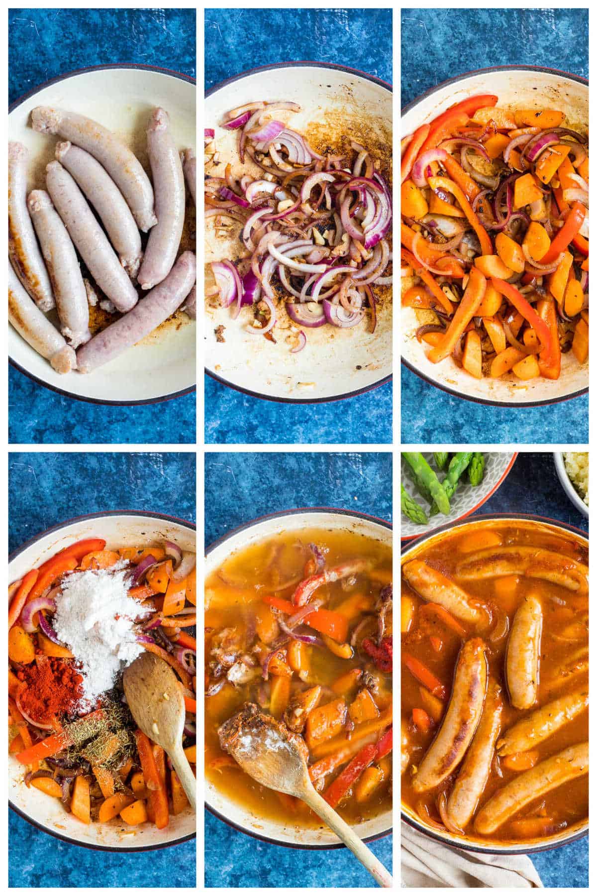 Step by step photo instructions for making sausage casserole.