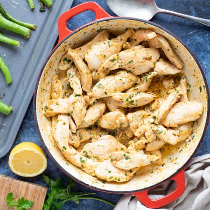 Garlic butter chicken is a pan.