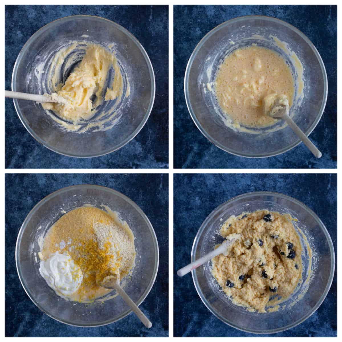 Step by step photo instructions for making the polenta loaf cake.