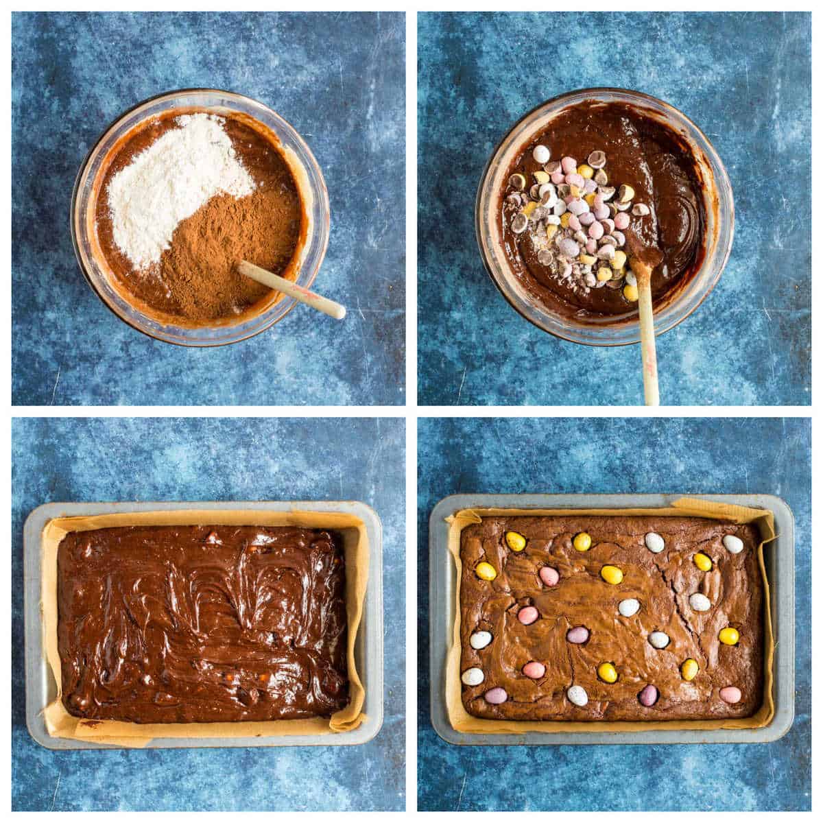 Step by step photo instructions for making mini egg brownies part 2.