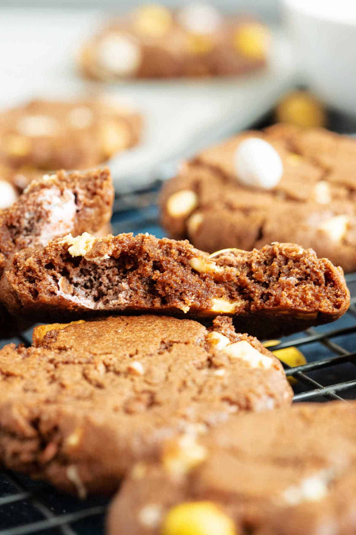 A close-up photo of a mini egg cookie.