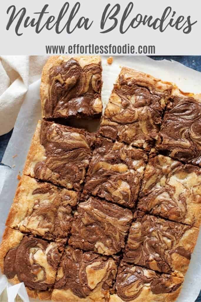 Nutella blondies pin image.