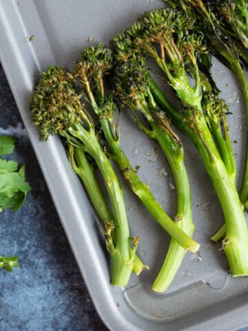 Roasted tenderstem broccoli.