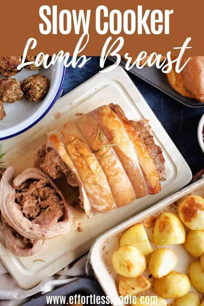 Slow cooker lamb breast pin image.