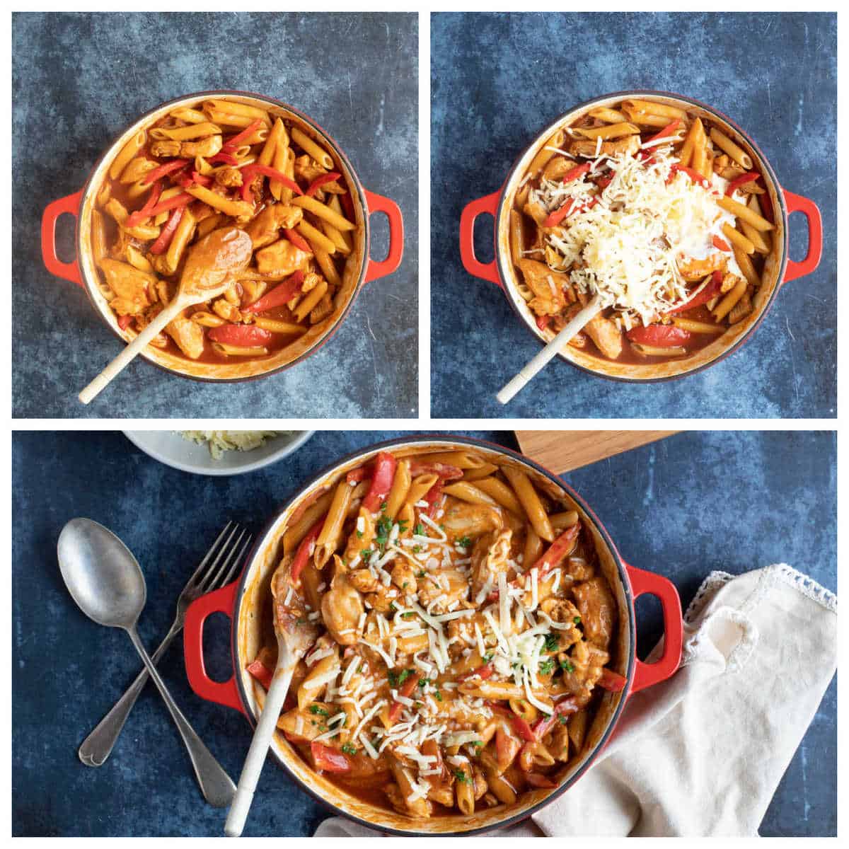 Step by step photo instructions for making bbq pasta part 2.