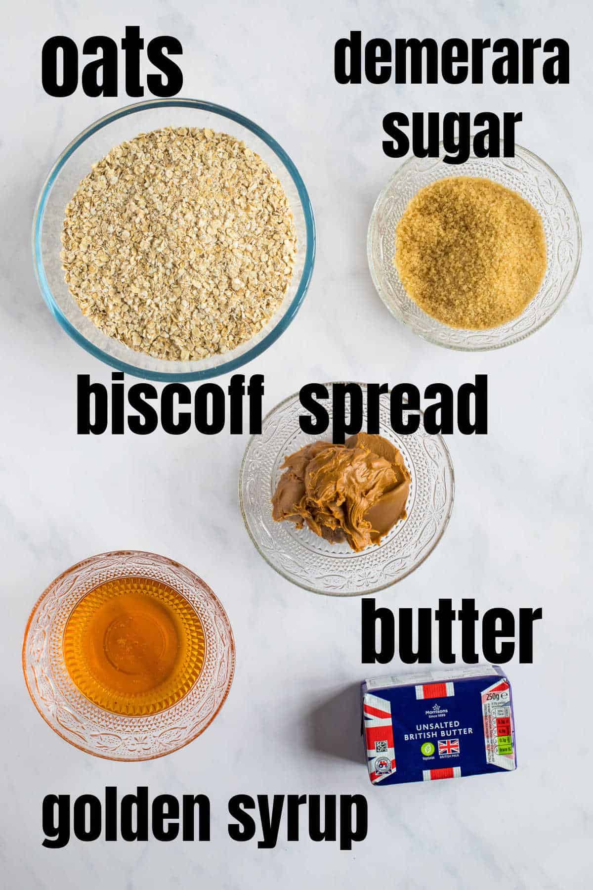 Ingredients needed for Biscoff flapjacks