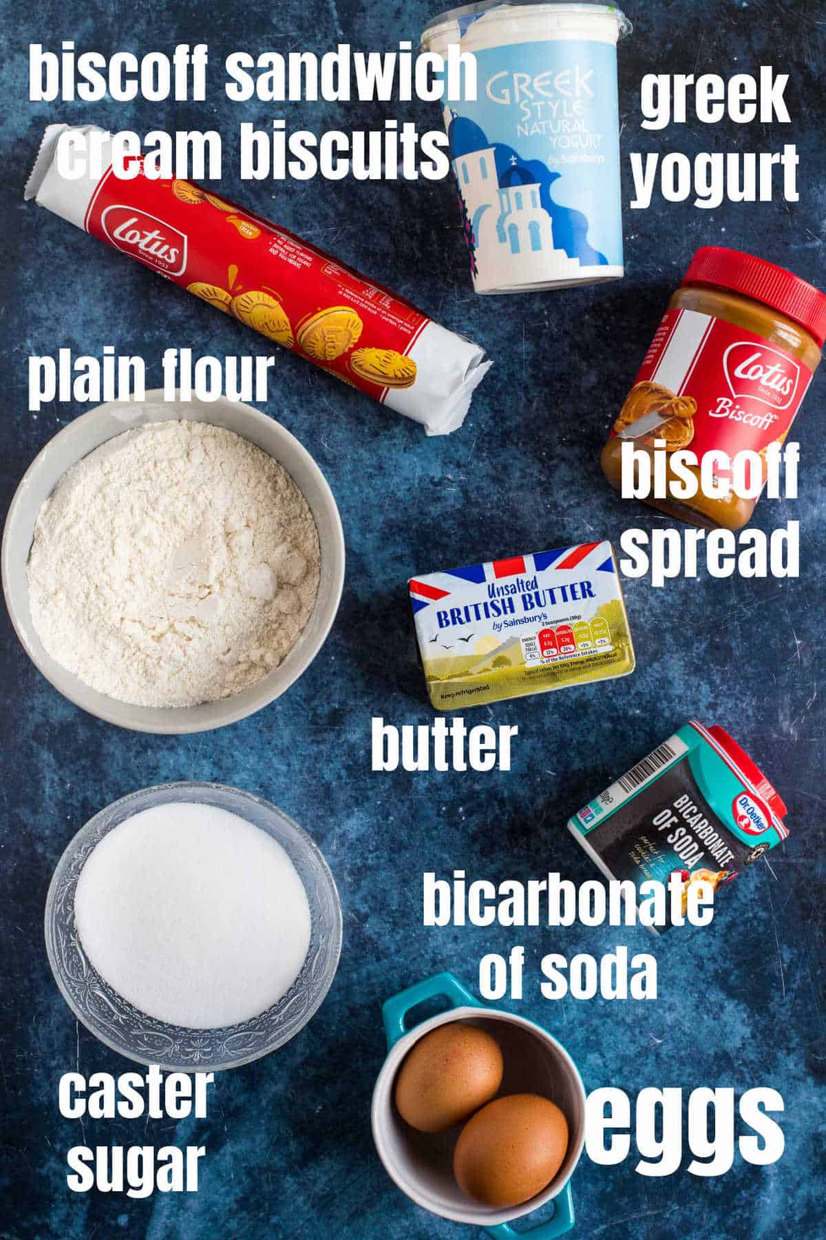 Ingredients for biscoff muffins.