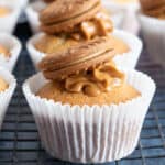 Biscoff muffin on a cooling rack.